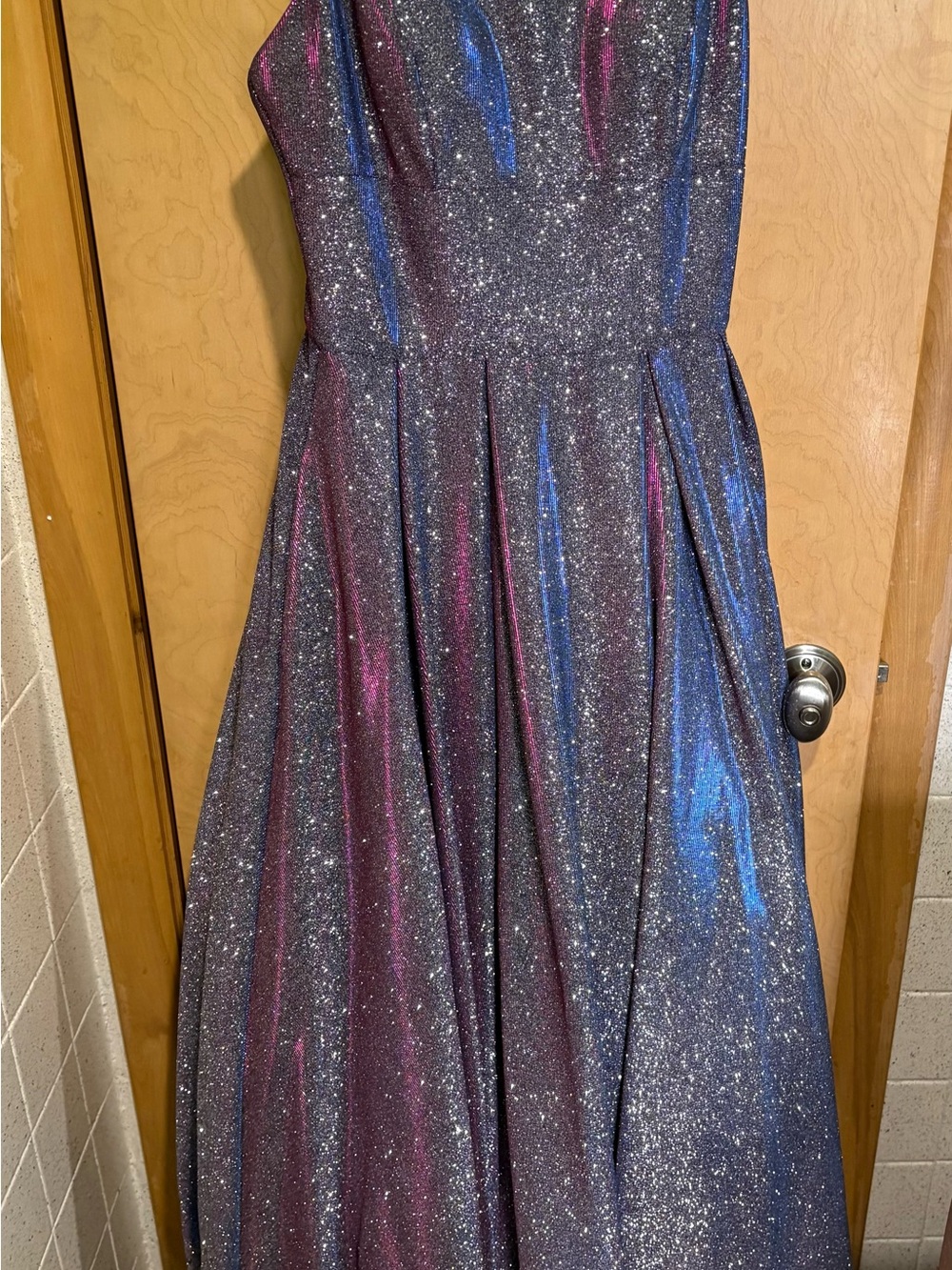Camille La Vie Purple Sparkle Prom Gown